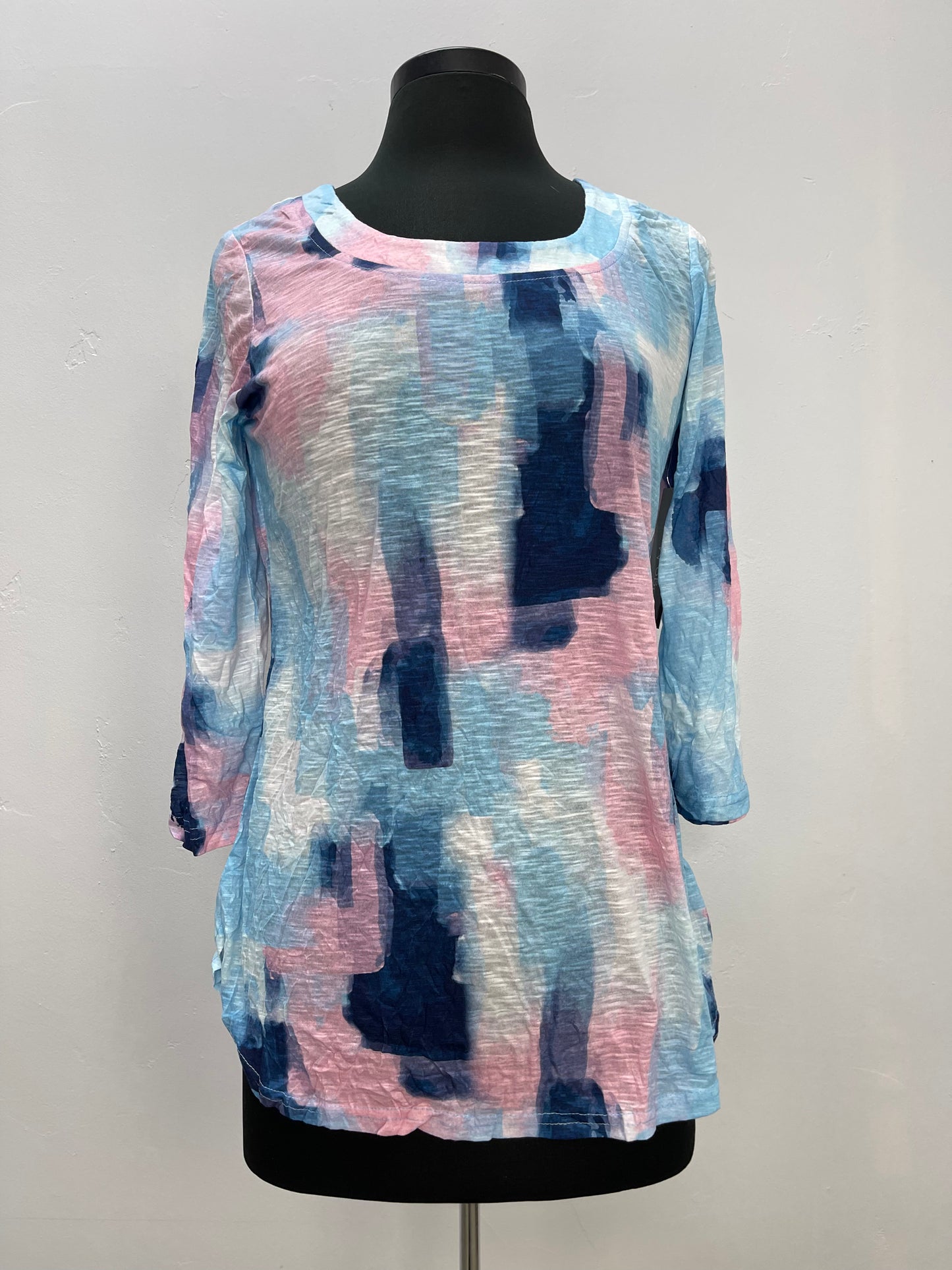 Blue/Pink Abstract Scoop Top