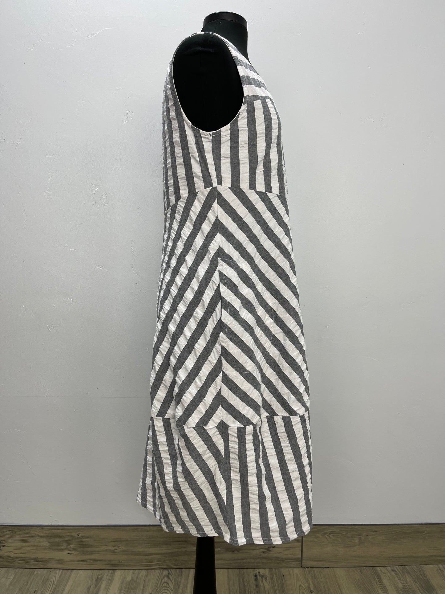 White and Gray Stripe Dress
