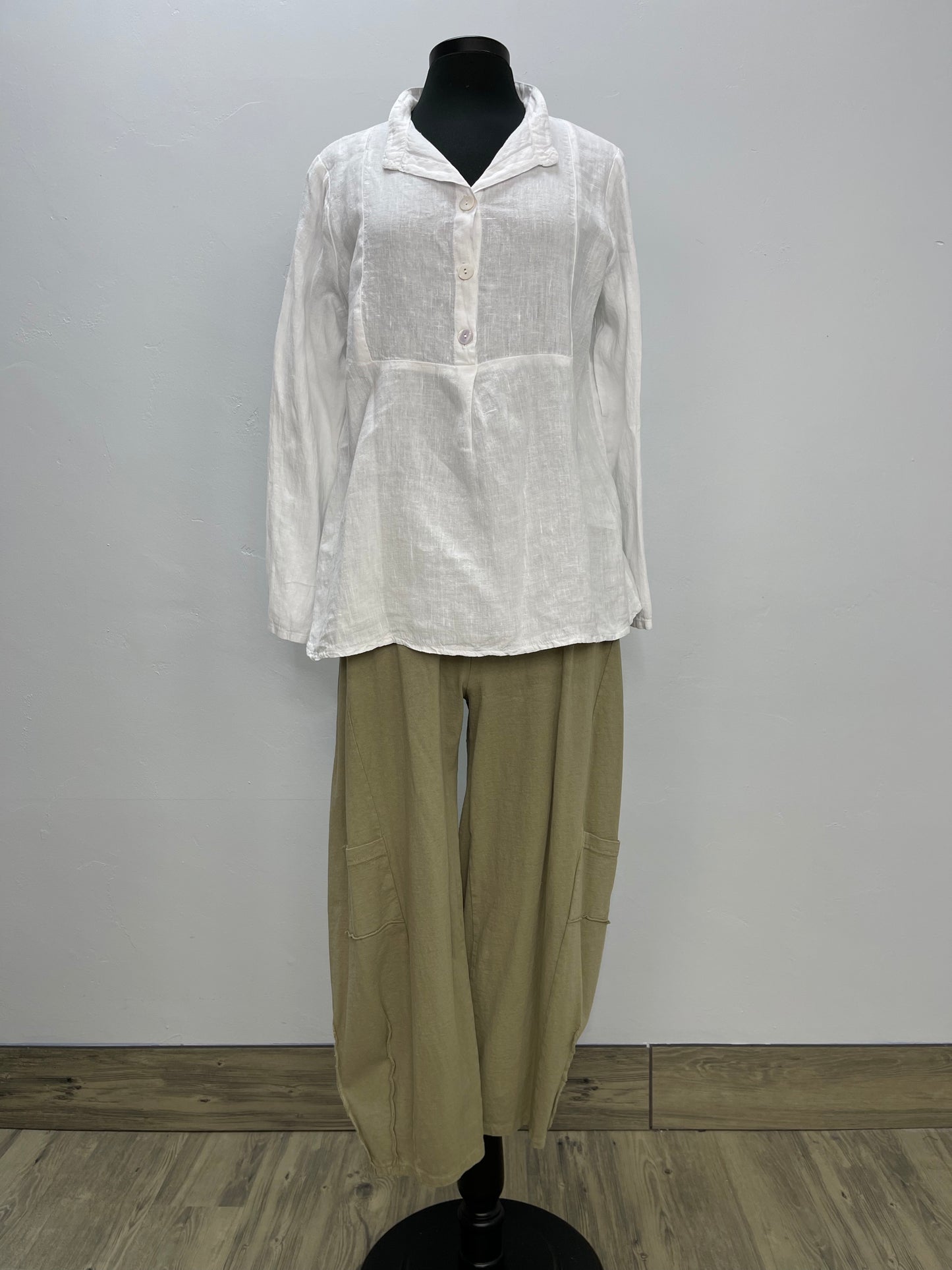 White Linen Pullover Shirt