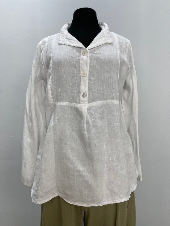 White Linen Pullover Shirt