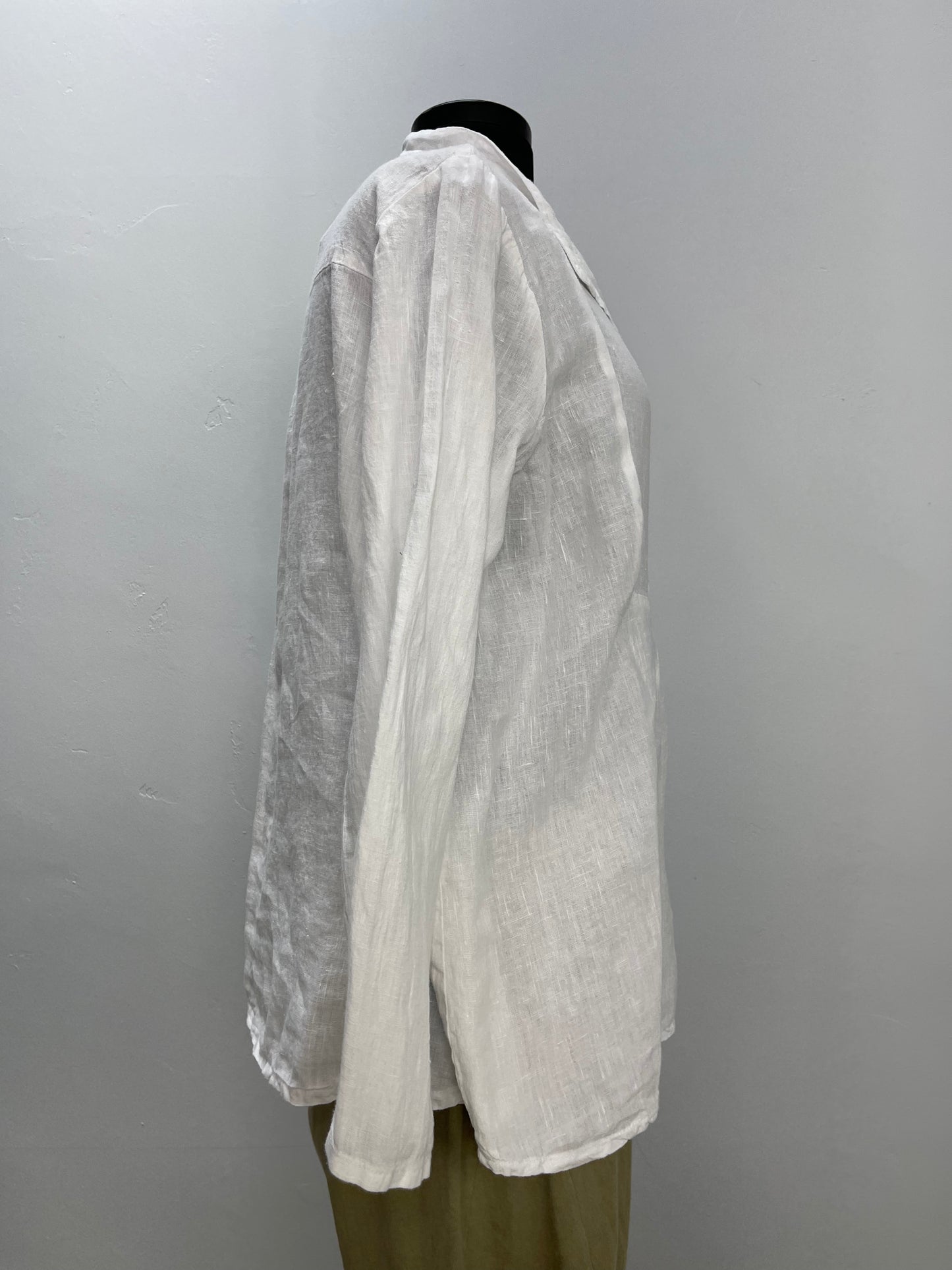 White Linen Pullover Shirt