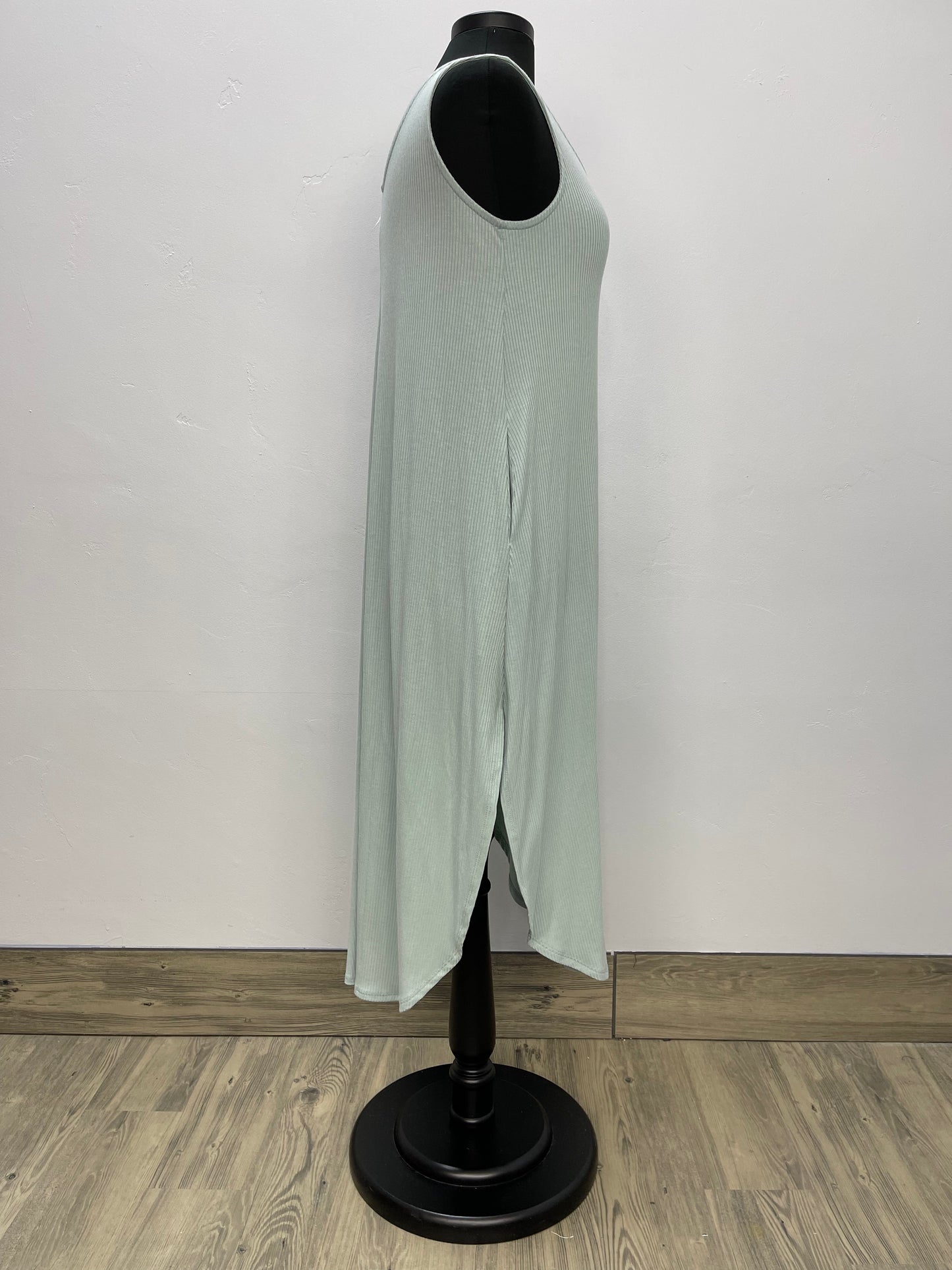 Rib Knit Pocket Sleeveless Dress