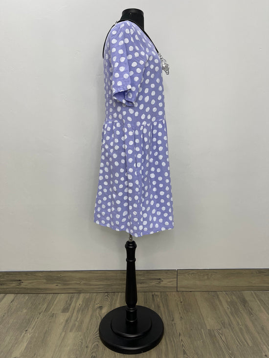 Short Sleeve Lavender Baby Doll Polka Dot Dress