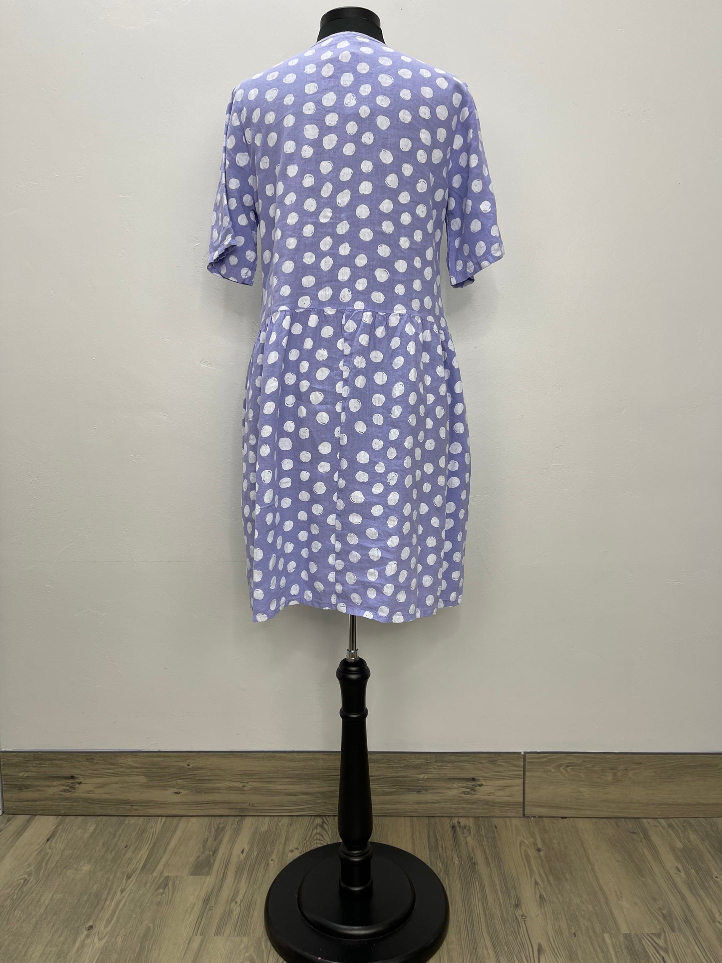 Short Sleeve Lavender Baby Doll Polka Dot Dress