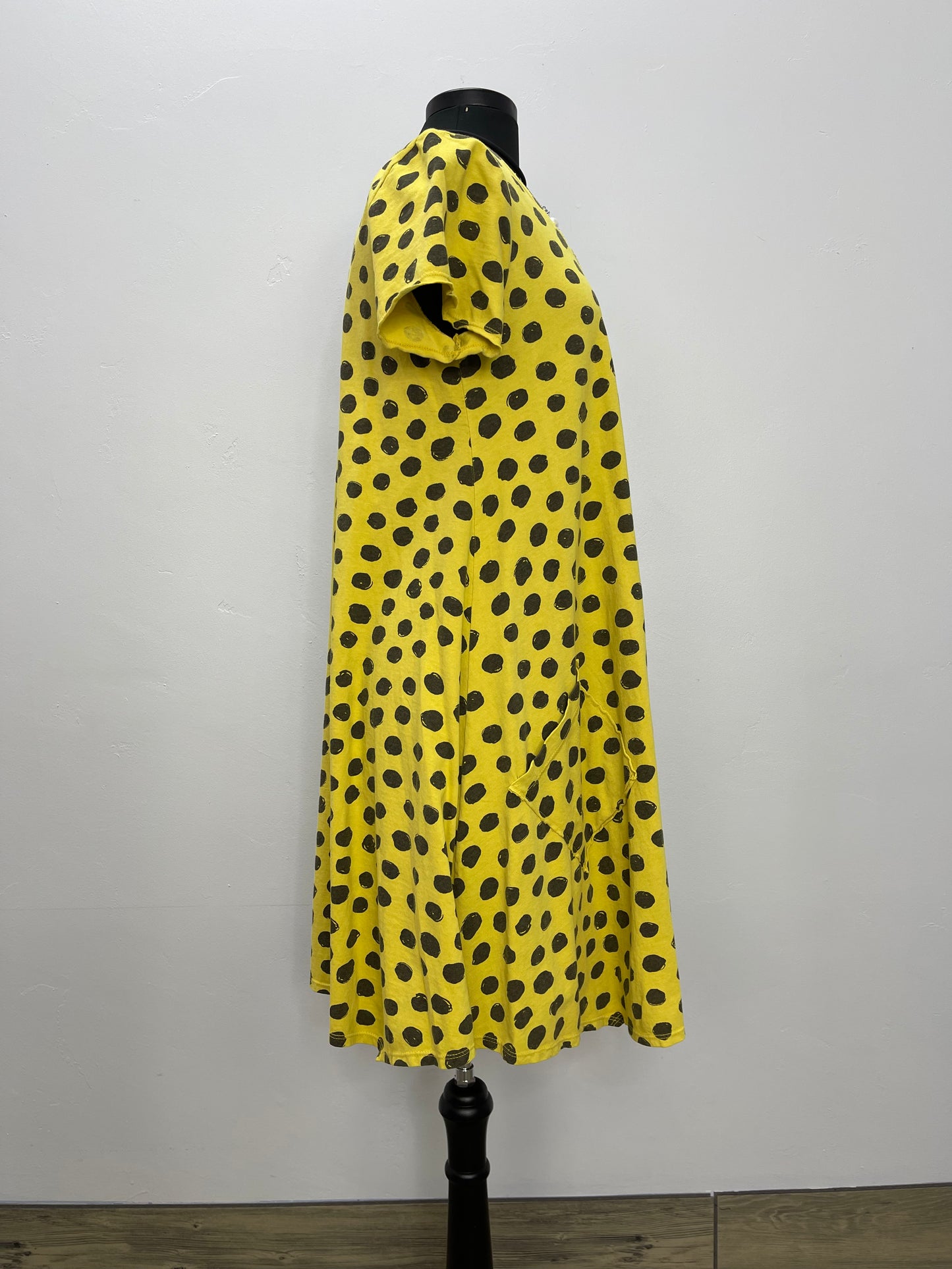 Citrus Short Sleeve Polka Dot Swing Dress