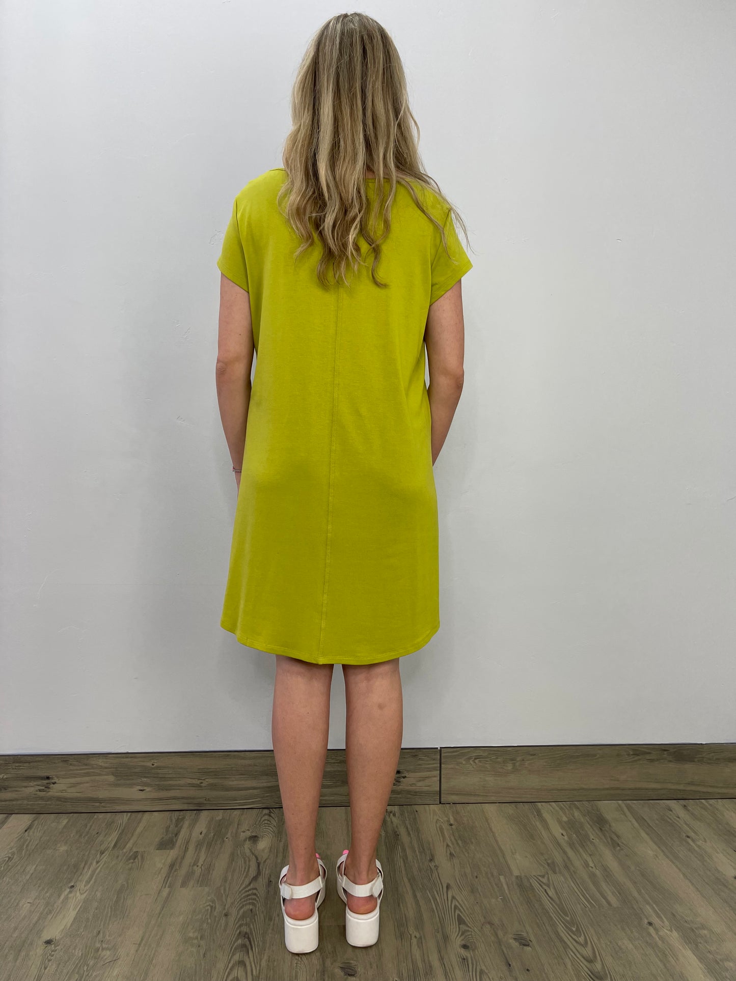 Bamboo French Terry Short Sleeve Lime Dress