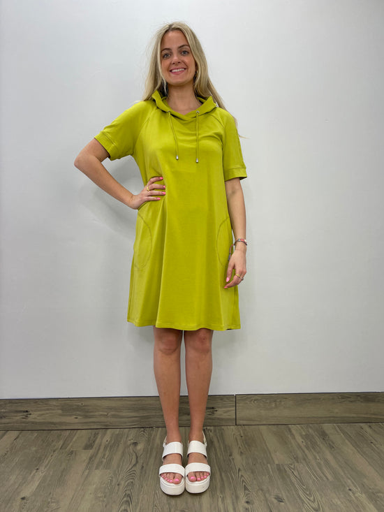 Lime Two Pocket Bamboo Dress with Hood