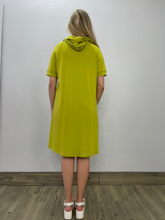 Lime Two Pocket Bamboo Dress with Hood