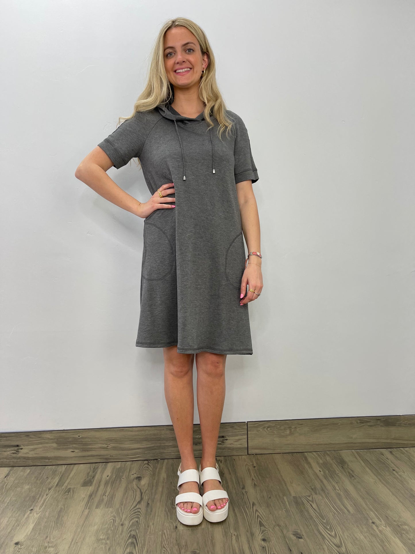 Charcoal Two Pocket Bamboo Dress with Hood