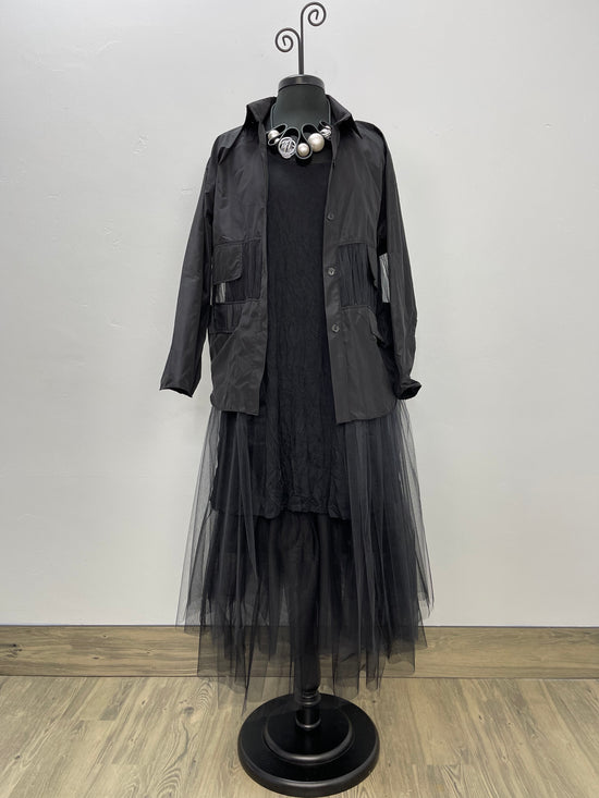 Long Sleeve Black Tulle Jacket