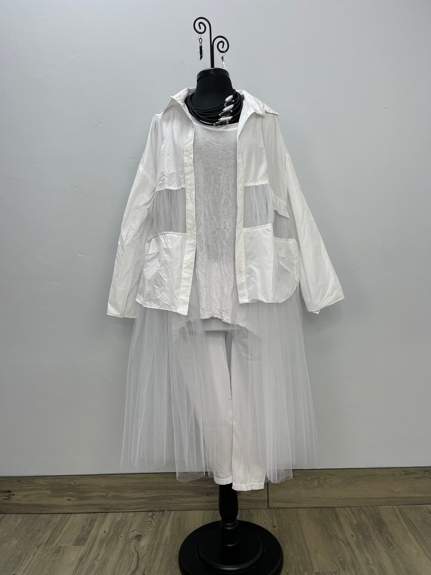 Long Sleeve White Tulle Jacket