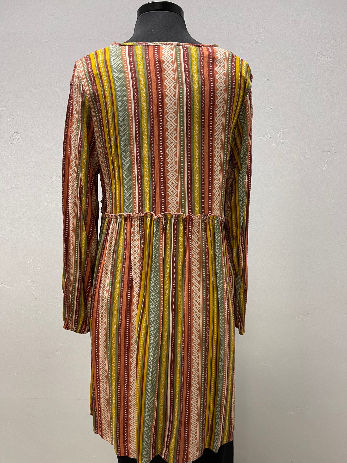 Boho Long Sleeve Dress - 36" Stripe Pattern