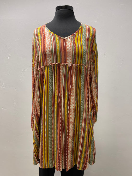 Boho Long Sleeve Dress - 36" Stripe Pattern