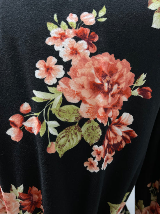Peach Floral Top with Long Sleeves