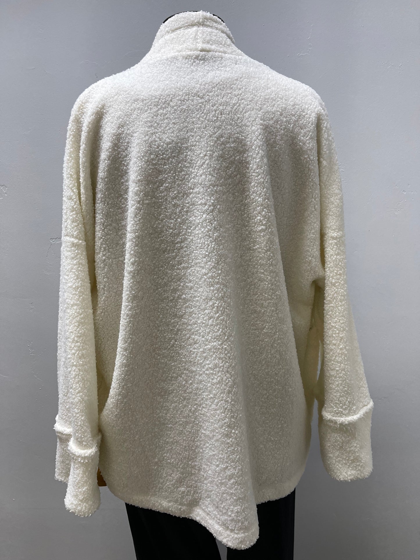 White Fleece Cardigan with Pockets