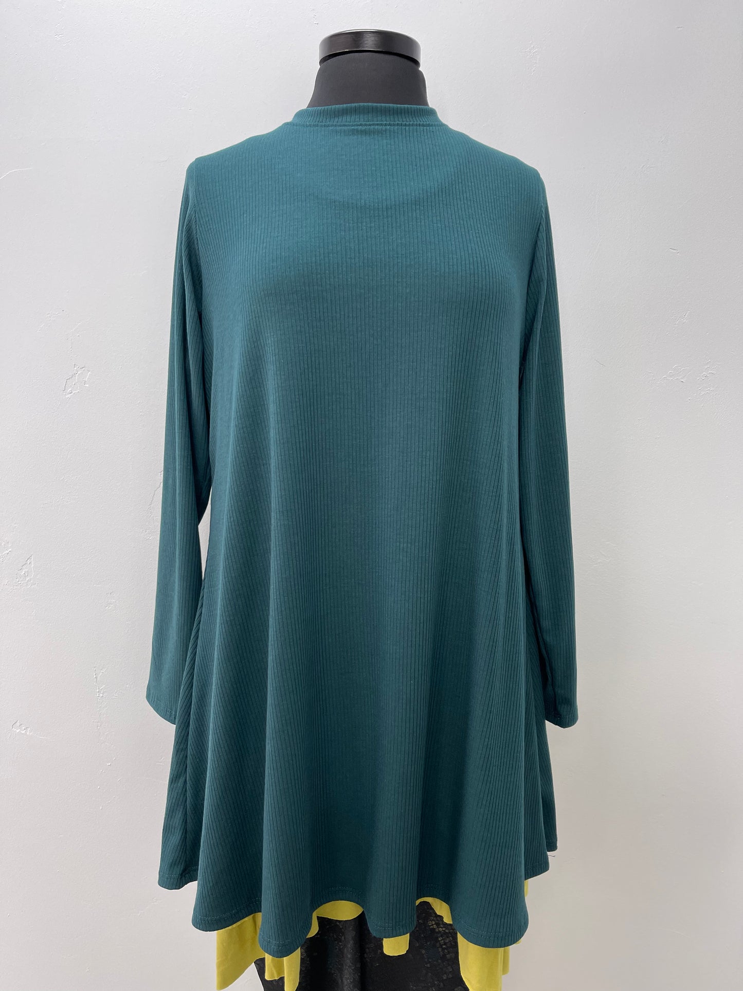 Long Sleeve Basic A-Line Tunic - Ribbed Deep Sea