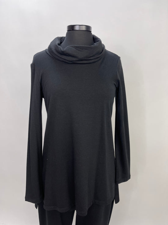 Load image into Gallery viewer, Black Long Sleeve Bamboo A-Line Cowl Neck Top
