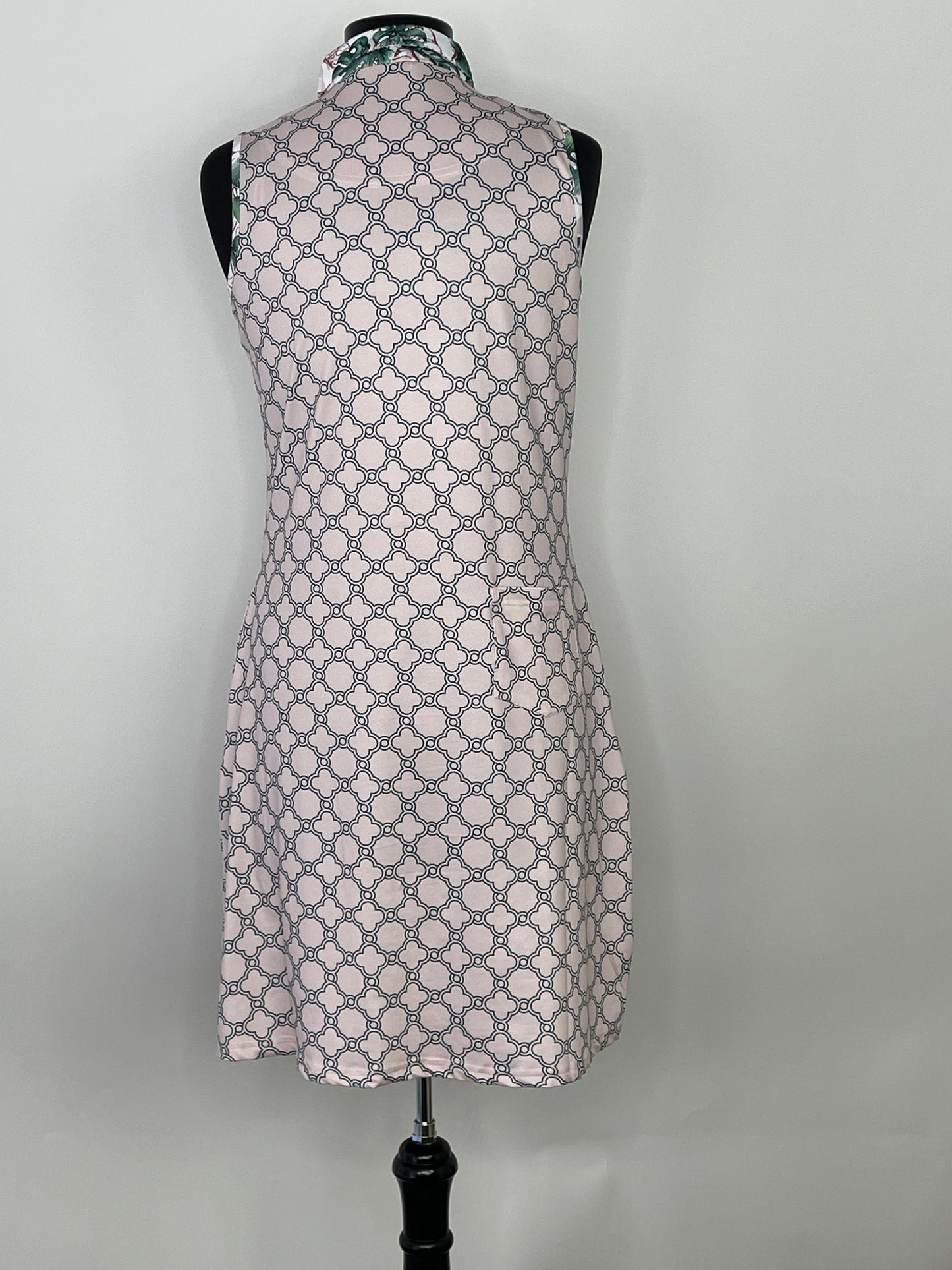 Sleeveless Dress with Zippered Collar - Millennial Pink