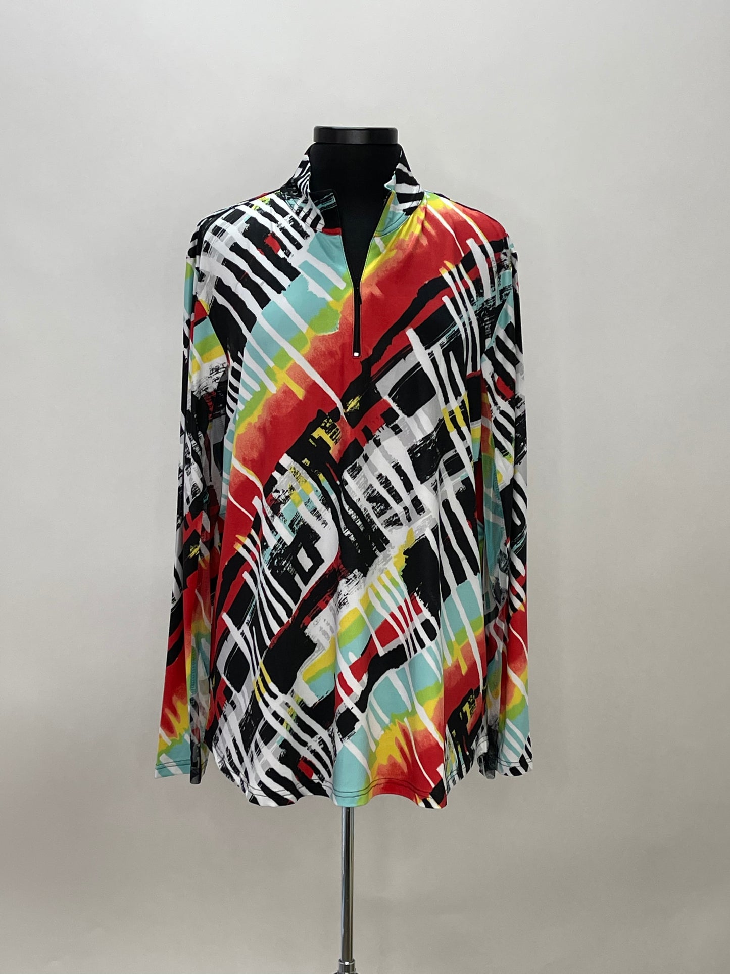 Load image into Gallery viewer, Pattern Long Sleeve Top with Zippered Collar
