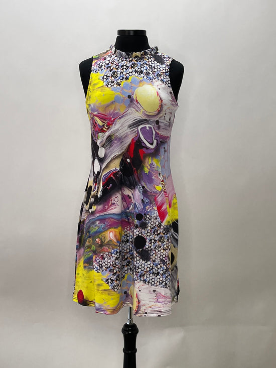 D94475126 Sleeveless Dress with Ruffle Collar