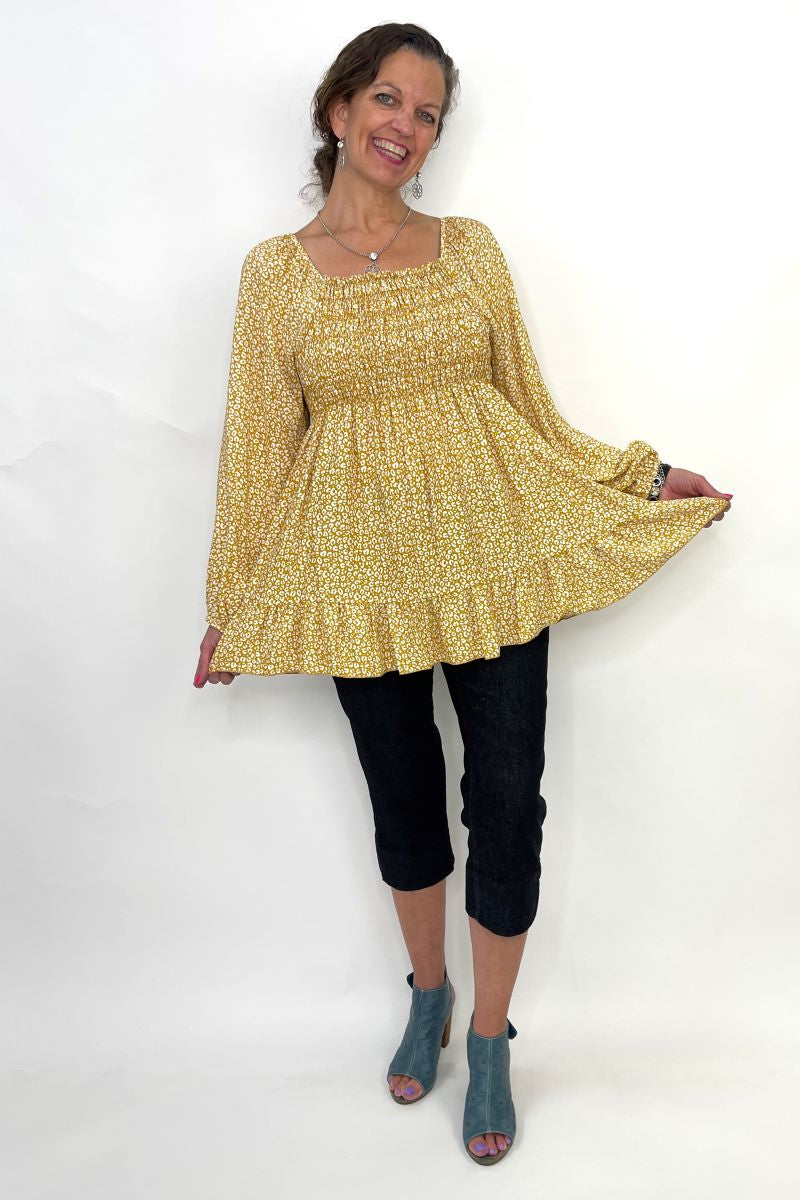 LMT2811MSTRD Mustard Tunic Blouse