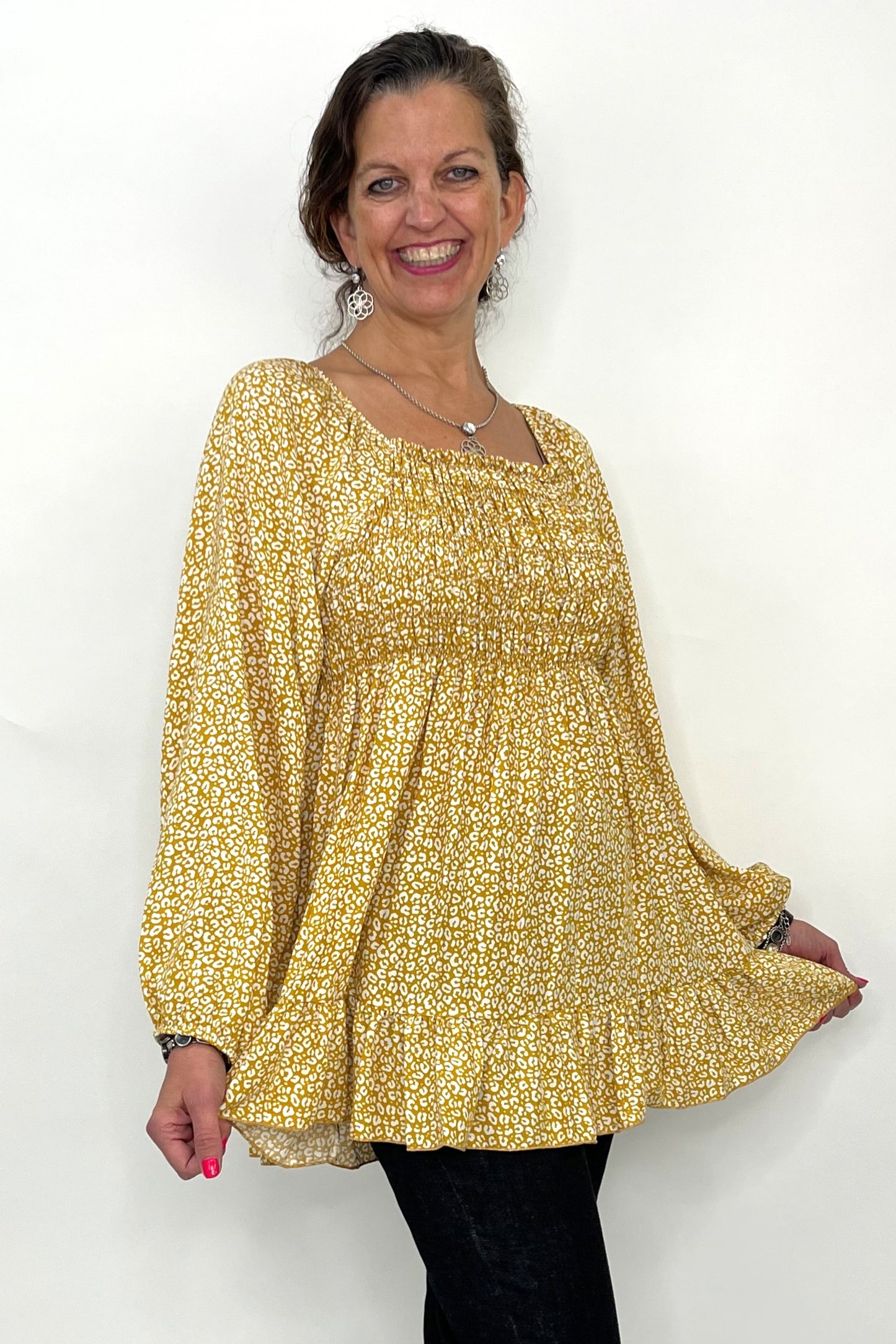 LMT2811MSTRD Mustard Tunic Blouse