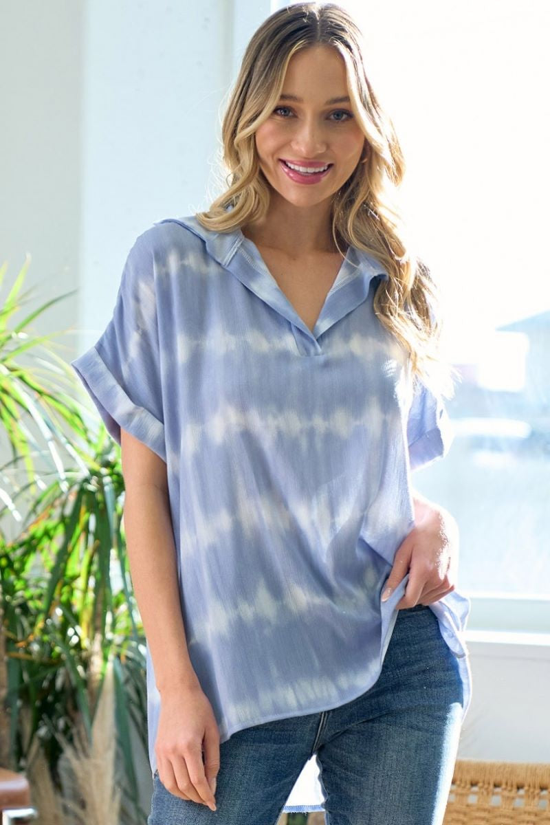 Load image into Gallery viewer, LMT3088 Blue Tie Dye Blouse
