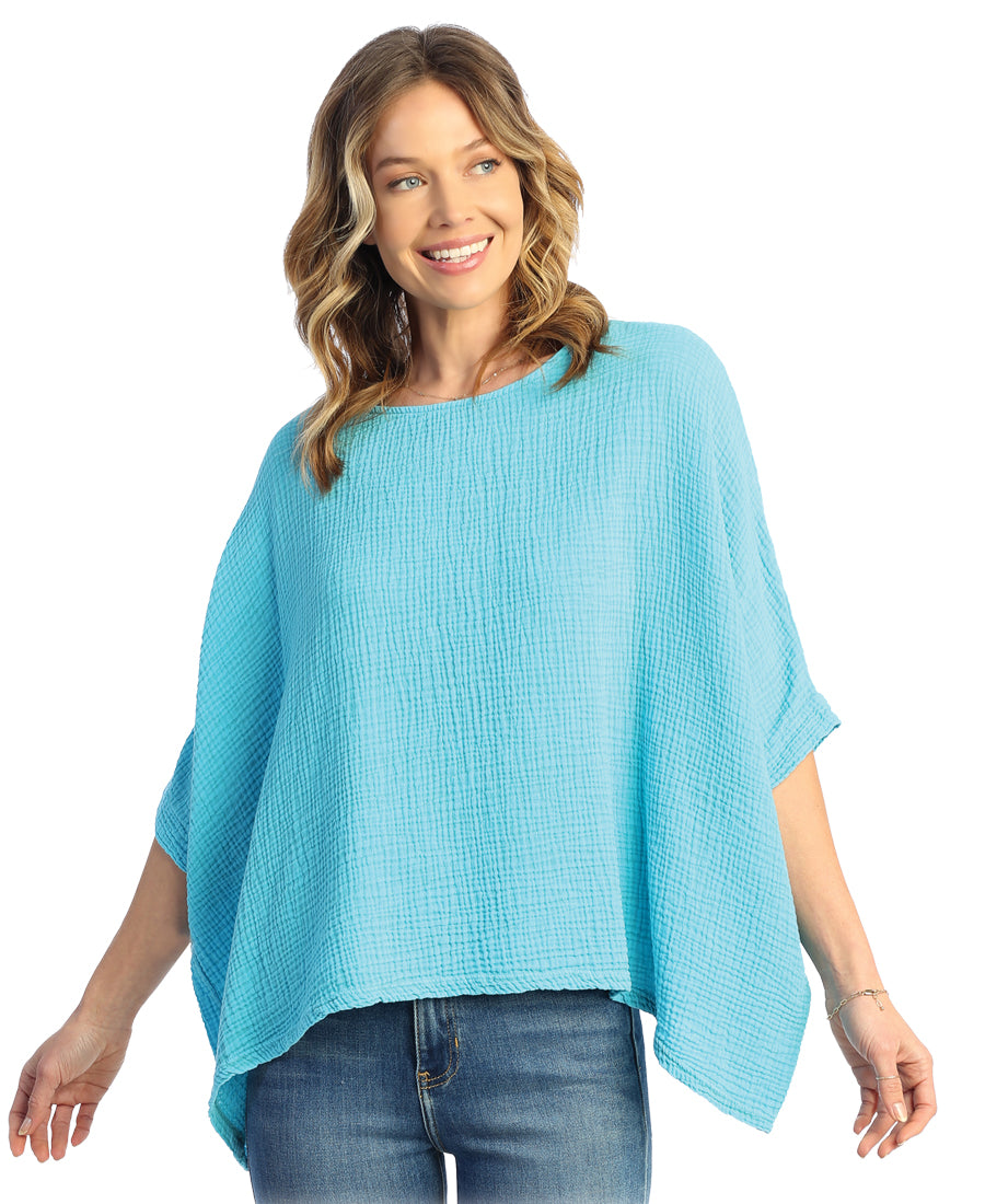 Mineral Washed Double Gauze Boxy Top - Emerald