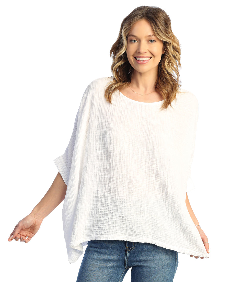 Mineral Washed Double Gauze Boxy Top - White
