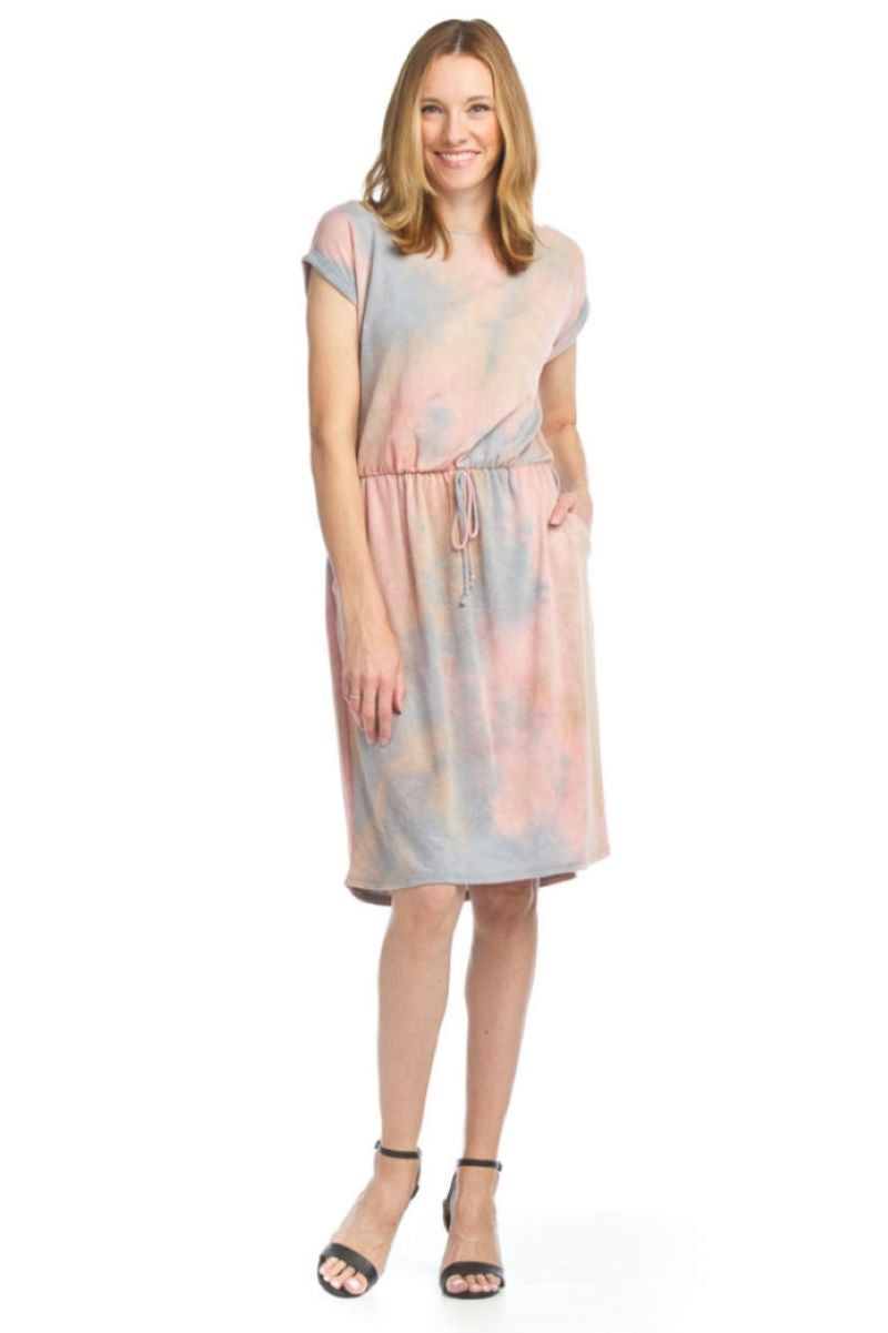 Knit Tie Dye Dress - Coral Peach