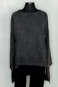 Charcoal Long Sleeve Hi-Low Fleece Tunic