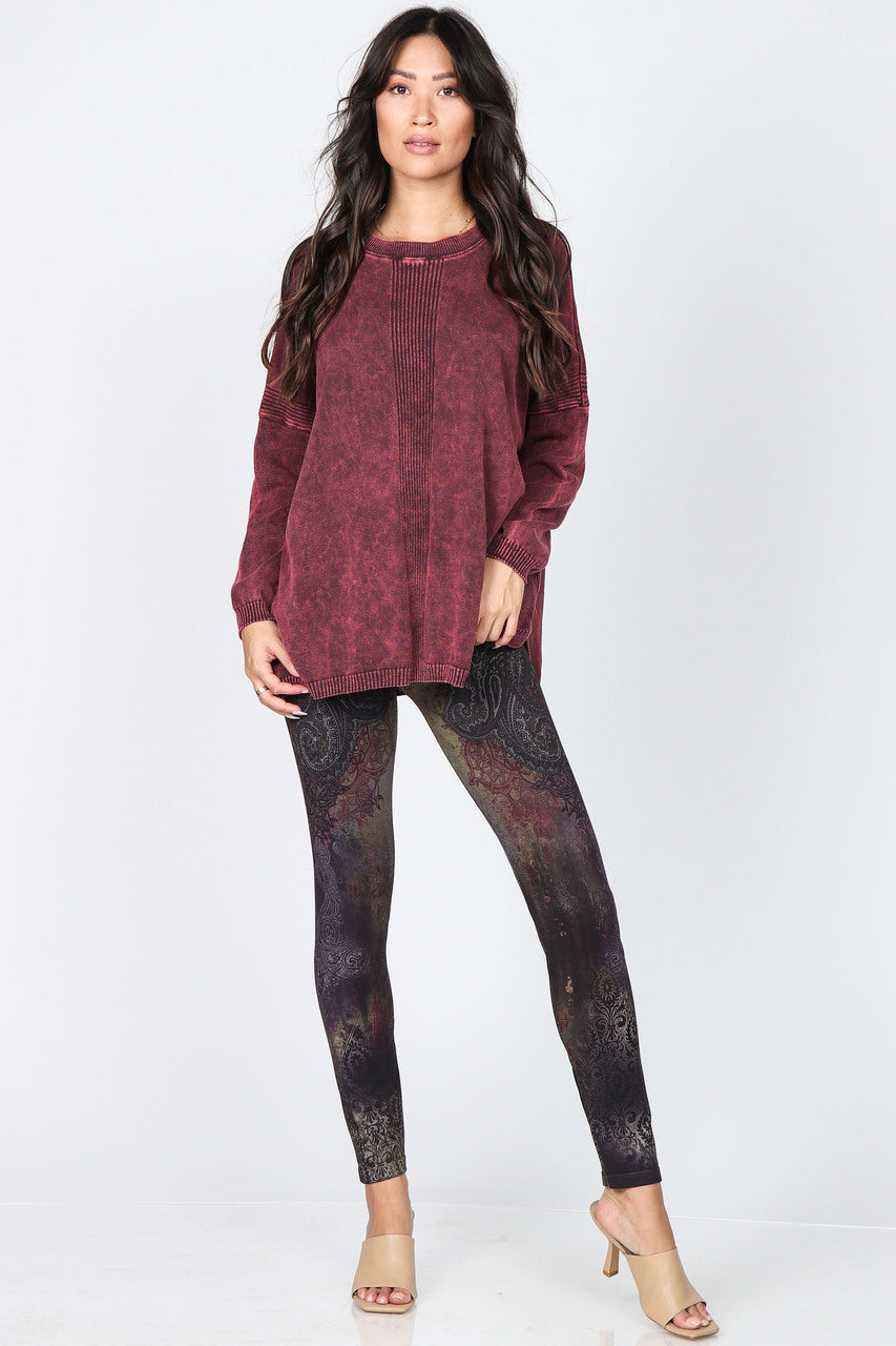 S4917A Mineral Wash Dolman Sleeve Sweater Tunic