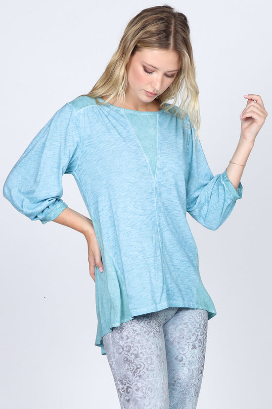 Load image into Gallery viewer, S4991A Oil Washed Blouse with Puff Sleeves
