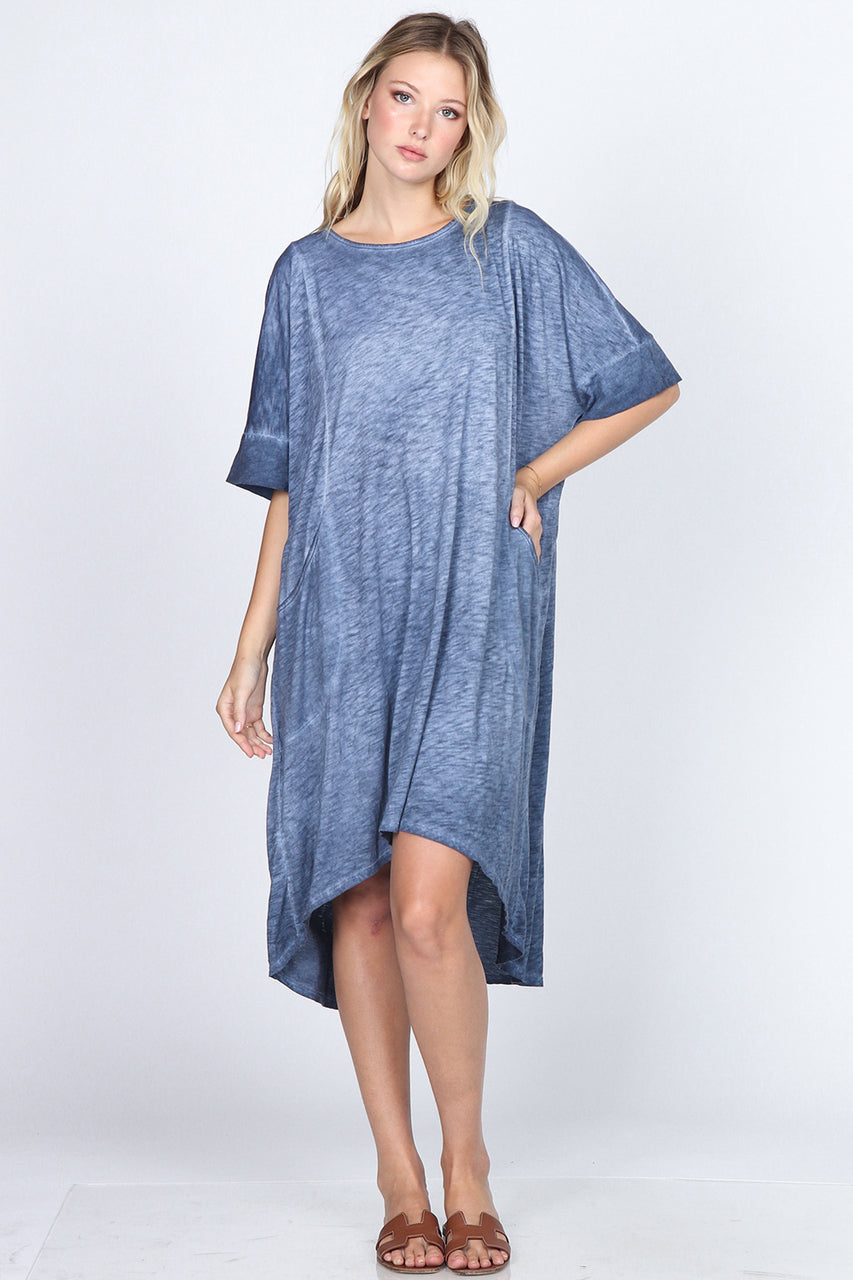 Load image into Gallery viewer, S4993A Oil Washed Cotton Slub Kaftan Dress

