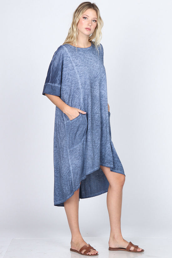 Load image into Gallery viewer, S4993A Oil Washed Cotton Slub Kaftan Dress
