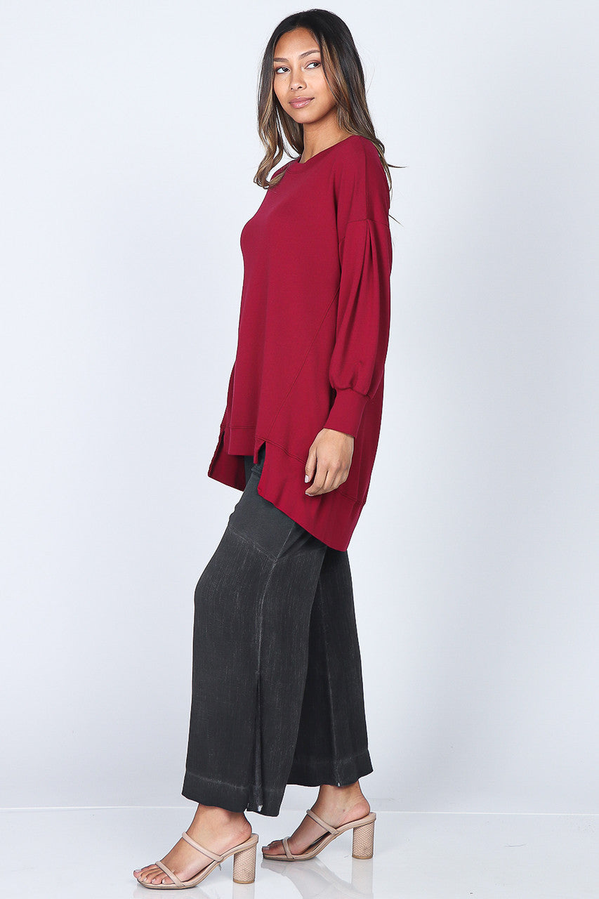 Baby French Terry Tunic with Pleated Sleeves - Pinot