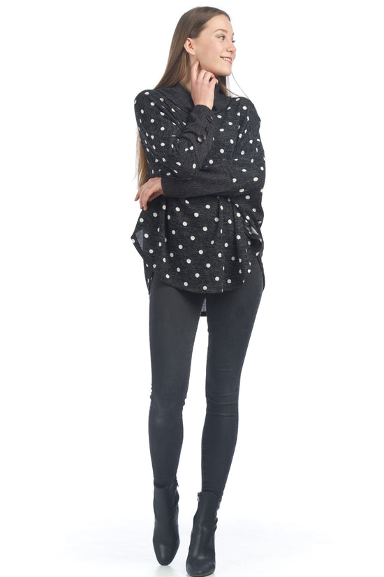 Polka Dot Poncho with Button Detail