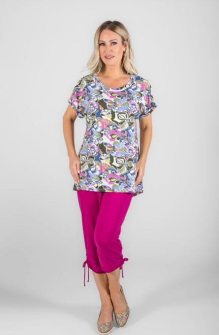 Short Sleeve Floral Pattern Top