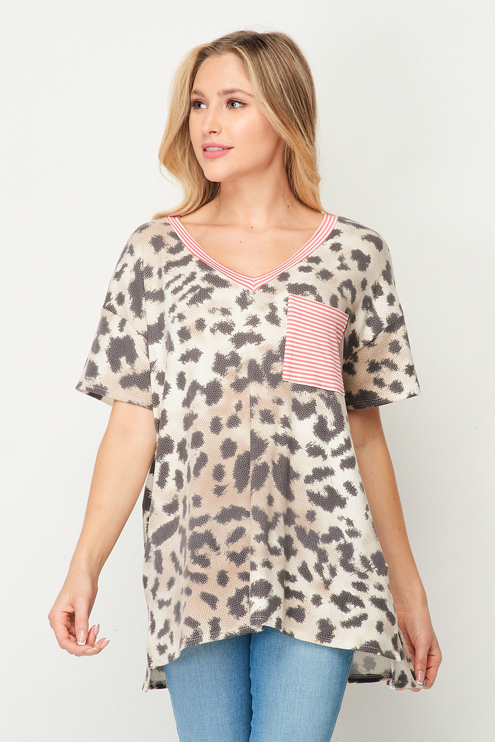 Charcoal Mocha Short Sleeve Pocket Tunic