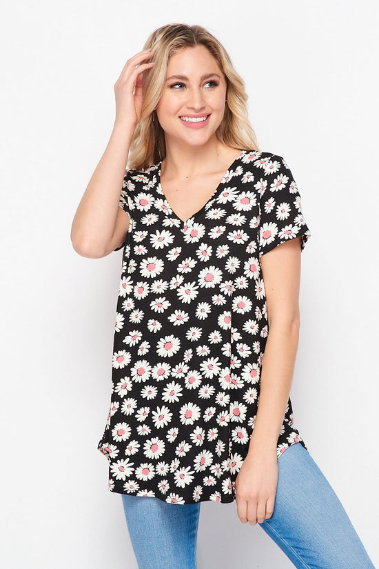 T100998095BP V-Neck Short Sleeve Top
