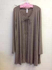 Load image into Gallery viewer, T10705BR  Long Sleeve Cardigan with Lettuce Edging and Pockets
