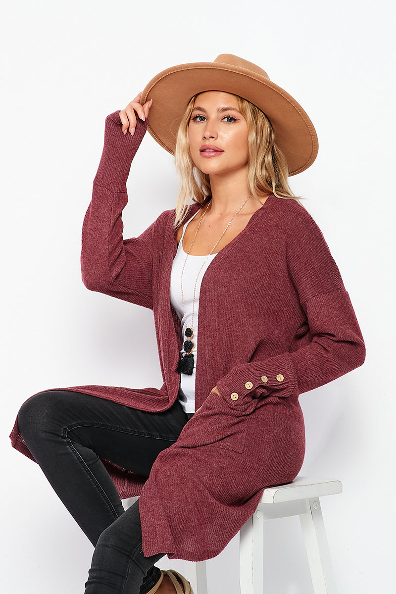 Ribbed Cardigan with Pockets