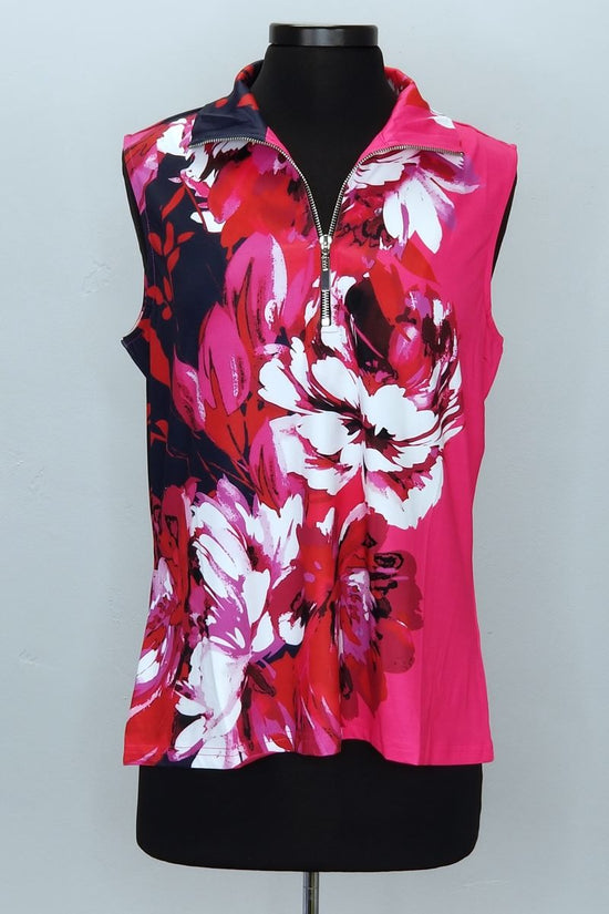 T63634645 Sleeveless Top with Zippered Collar
