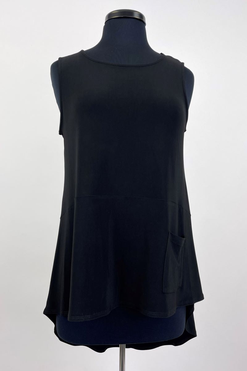 Madeline Tank with Pocket - Black Solid