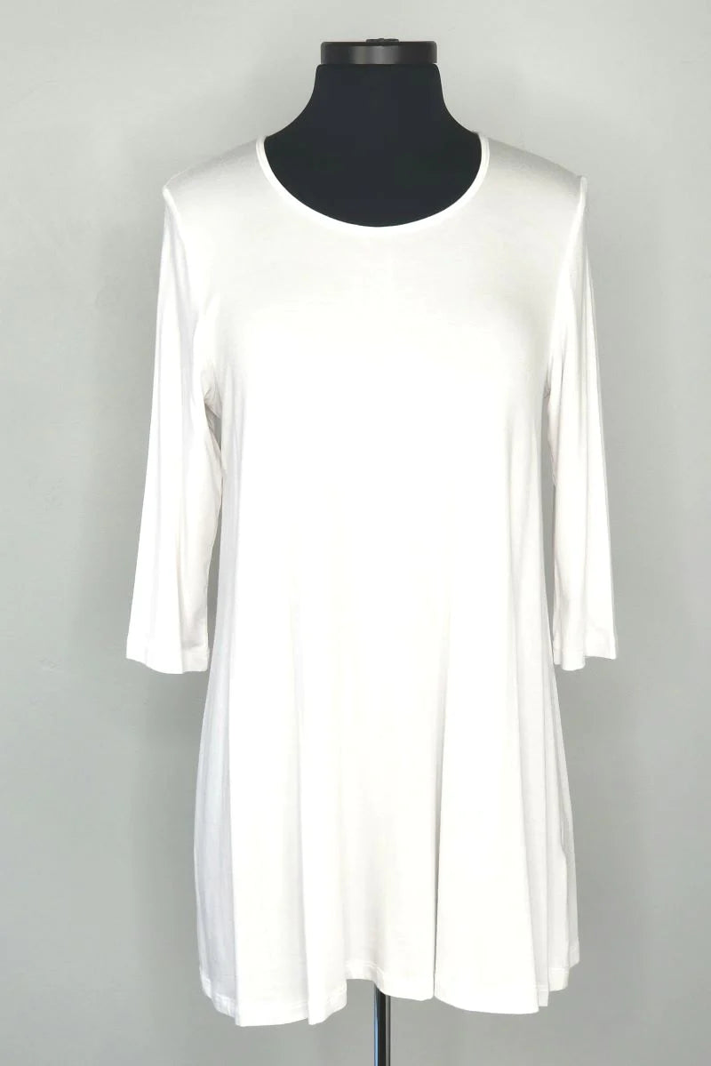 White Modal Basic Tunic with 3/4 Sleeves