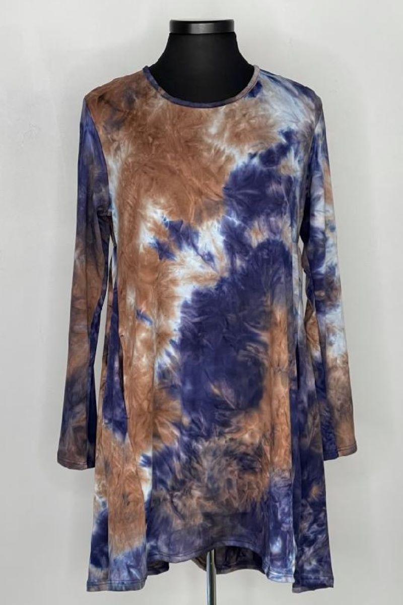 Blueberry 2AM Long Sleeve Tie Dye Tunic with Pockets