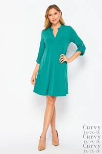 Jade Bulgari Dress with Cuffed Sleeves