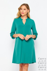 Jade Bulgari Dress with Cuffed Sleeves