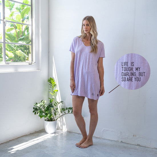 Zoey Cotton Slub Short Sleeve Dress - Lilac