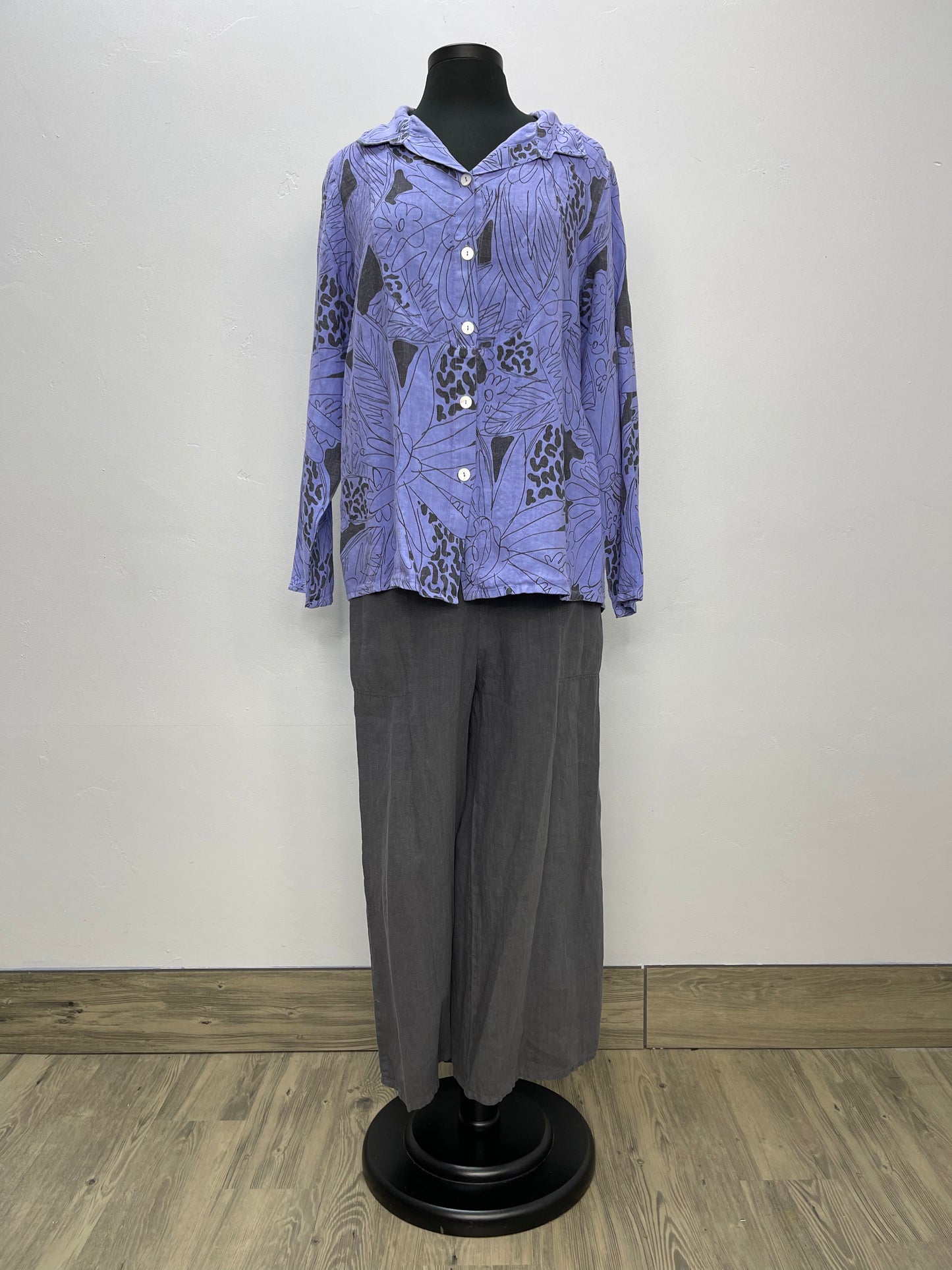 Lavender Ribbed Back Linen Button Down Shirt